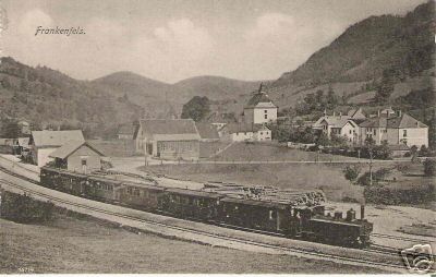 Dampfzug im Bahnhof Frankenfels, um 1900